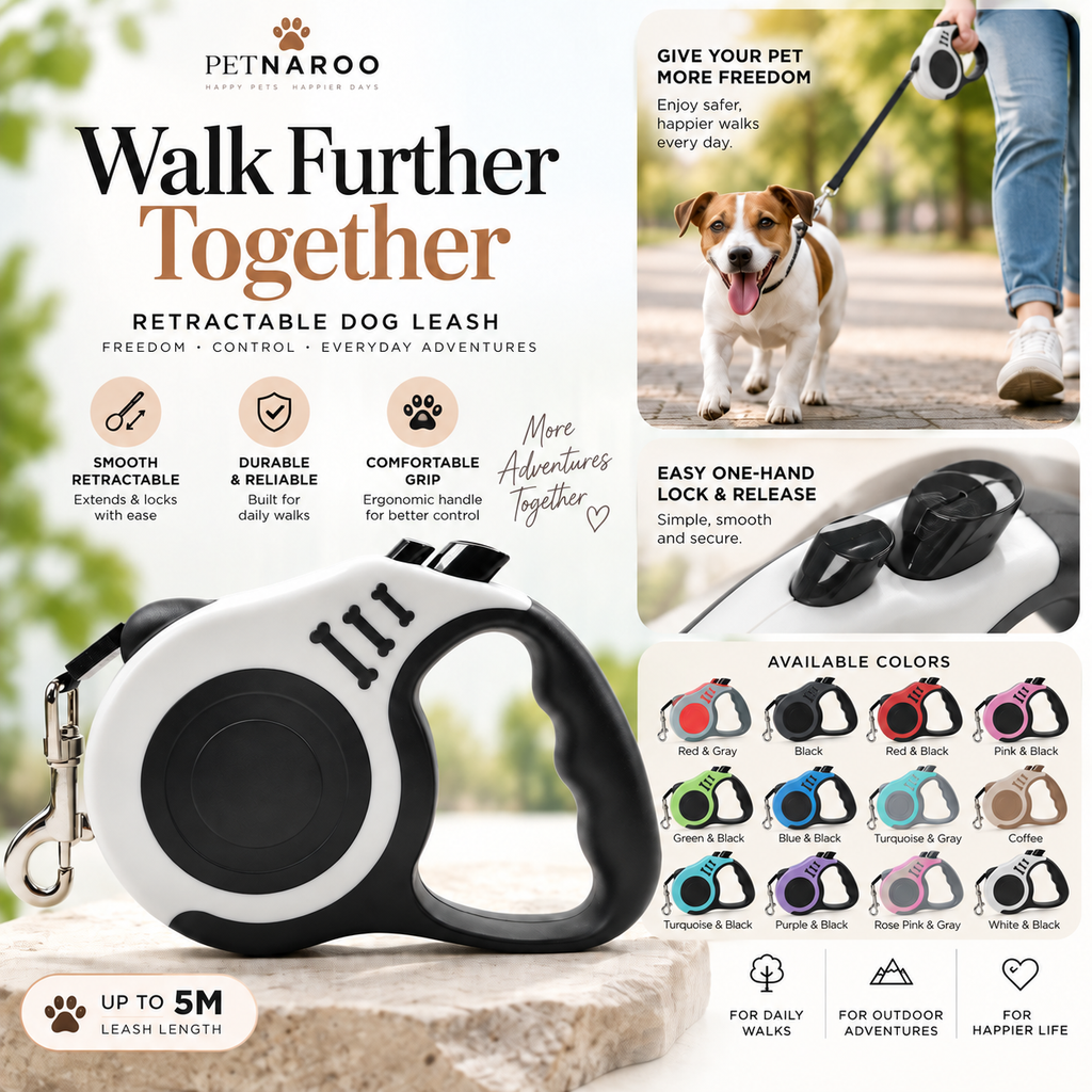 Retractable Dog Leash – 3 m / 5 m